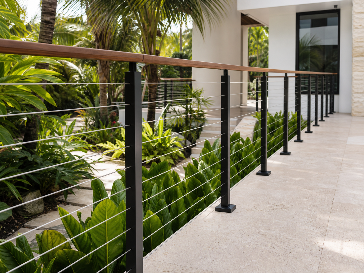 Stainless cable railing on Miami balcony
