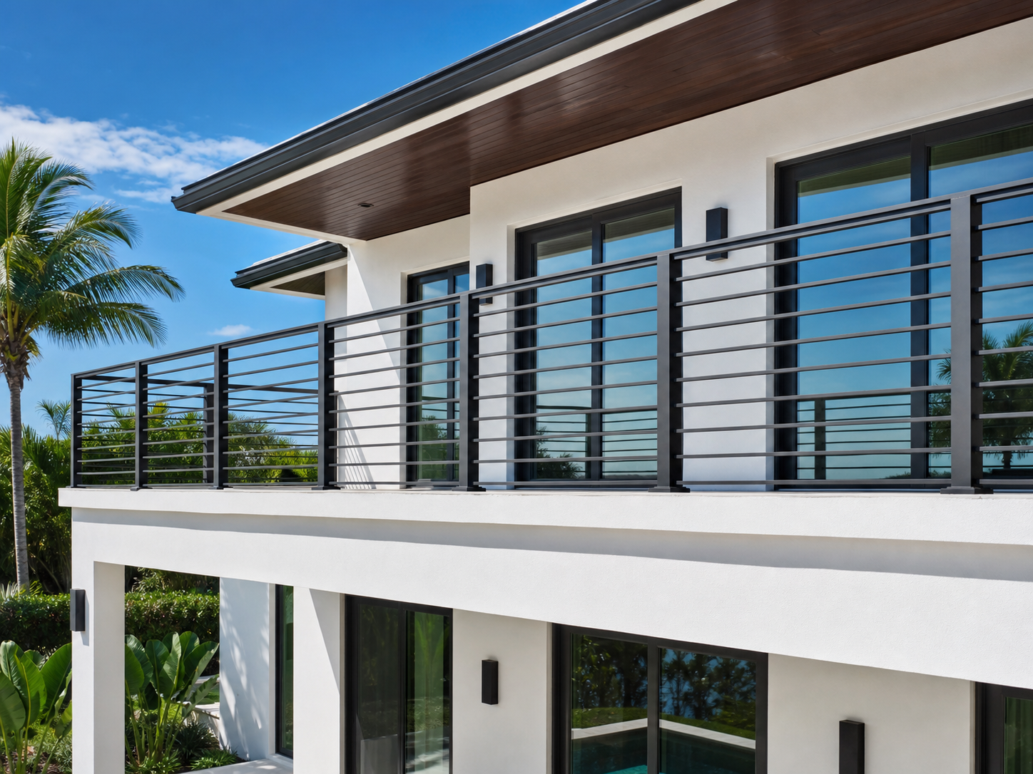Aluminum railing on exterior stairs in Miami