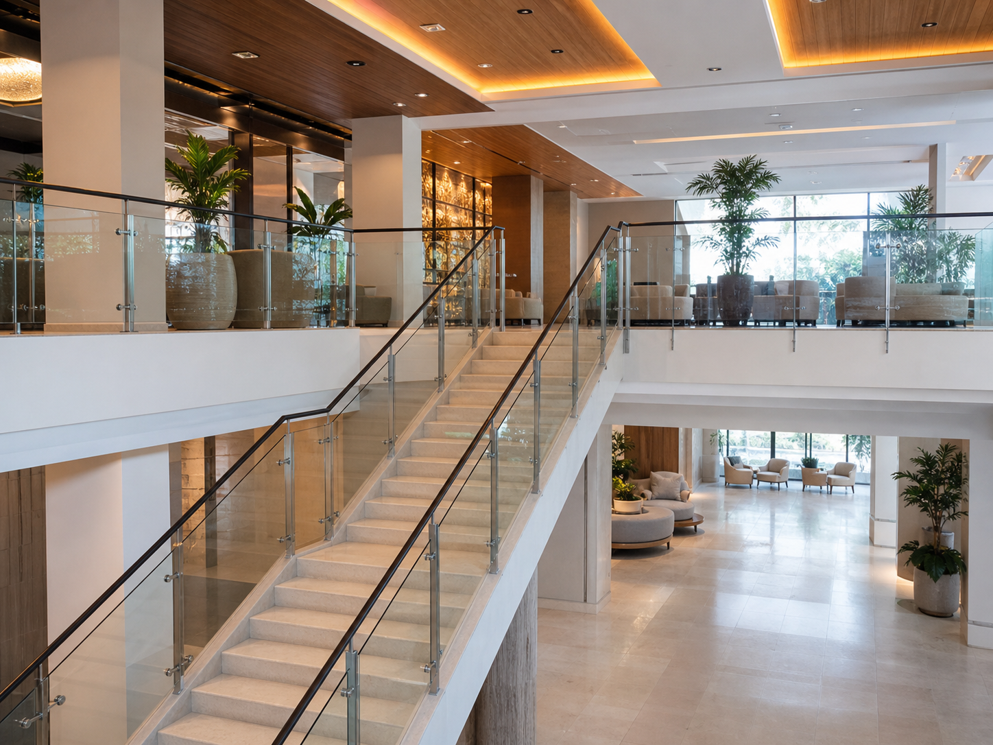 Commercial railing installation in Miami building